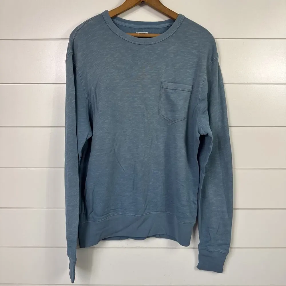 J. Crew Sunfaded French Terry Crewneck Sweatshirt Long Sleeve Blue sz S